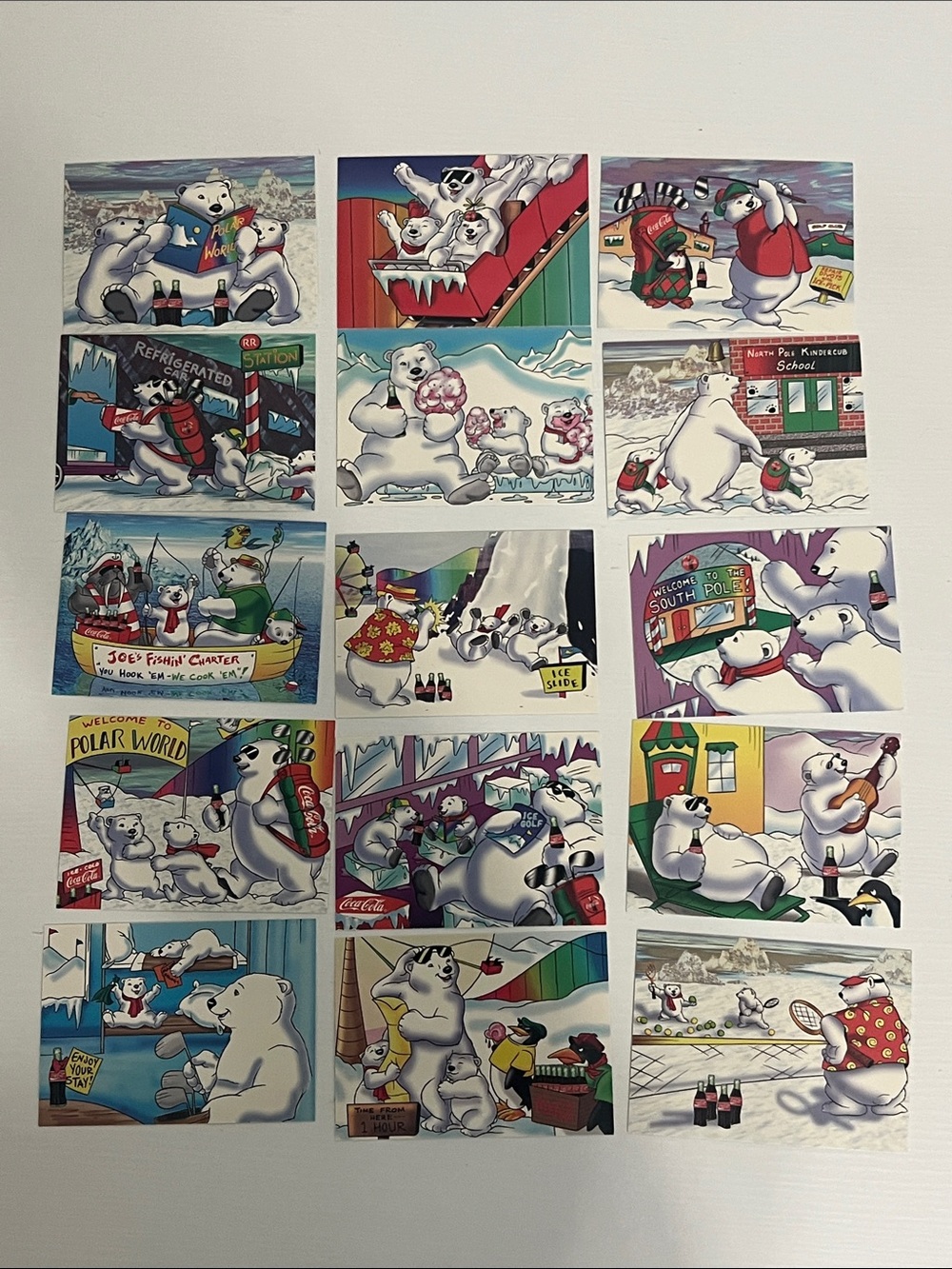 1996 South Pole Vacation Coca Cola Polar Bears Trading Cards (15) - Lot #4
